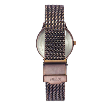 Helix By Timex Brown Round Analog Stainless Steel Watch Women -TW022HL27