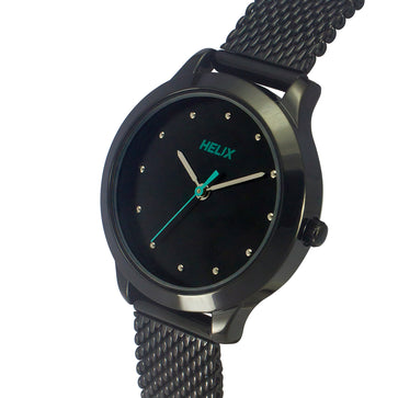 Helix By Timex Black Round Analog Stainless Steel Watch Women -TW022HL28