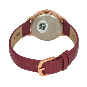 Helix By Timex Maroon Round Analog Leather Watch Women -TW022HL31