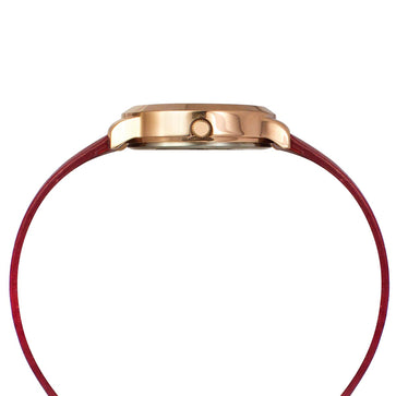 Helix By Timex Maroon Round Analog Leather Watch Women -TW022HL31