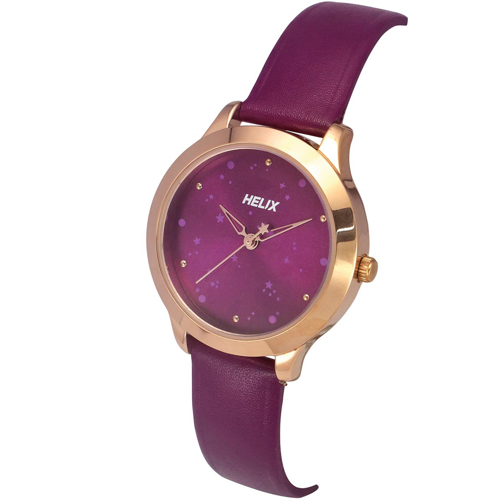 Helix By Timex Magenta Round Analog Leather Watch Women -TW022HL32