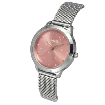 Helix By Timex Pink Round Analog Stainless Steel Watch Women -TW022HL33