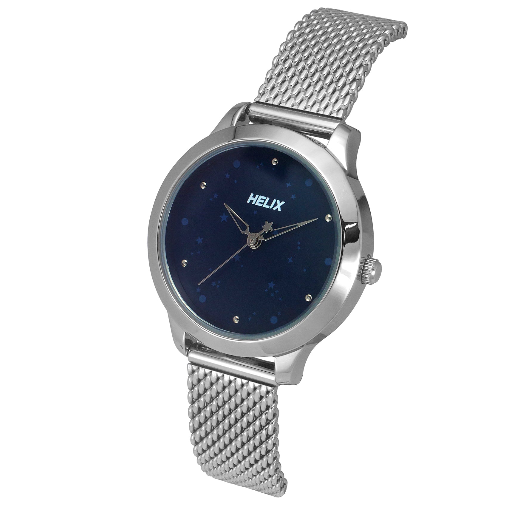 Helix By Timex Blue Round Analog Stainless Steel Watch Women -TW022HL34