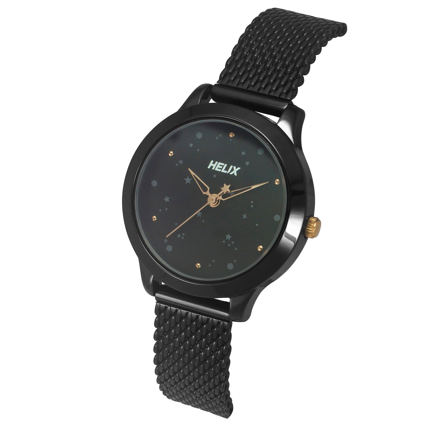 Helix By Timex Black Round Analog Stainless Steel Watch Women -TW022HL36