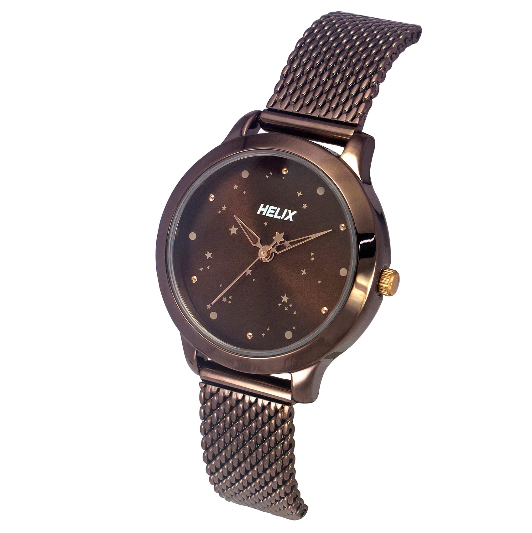 Helix By Timex Brown Round Analog Stainless Steel Watch Women -TW022HL37