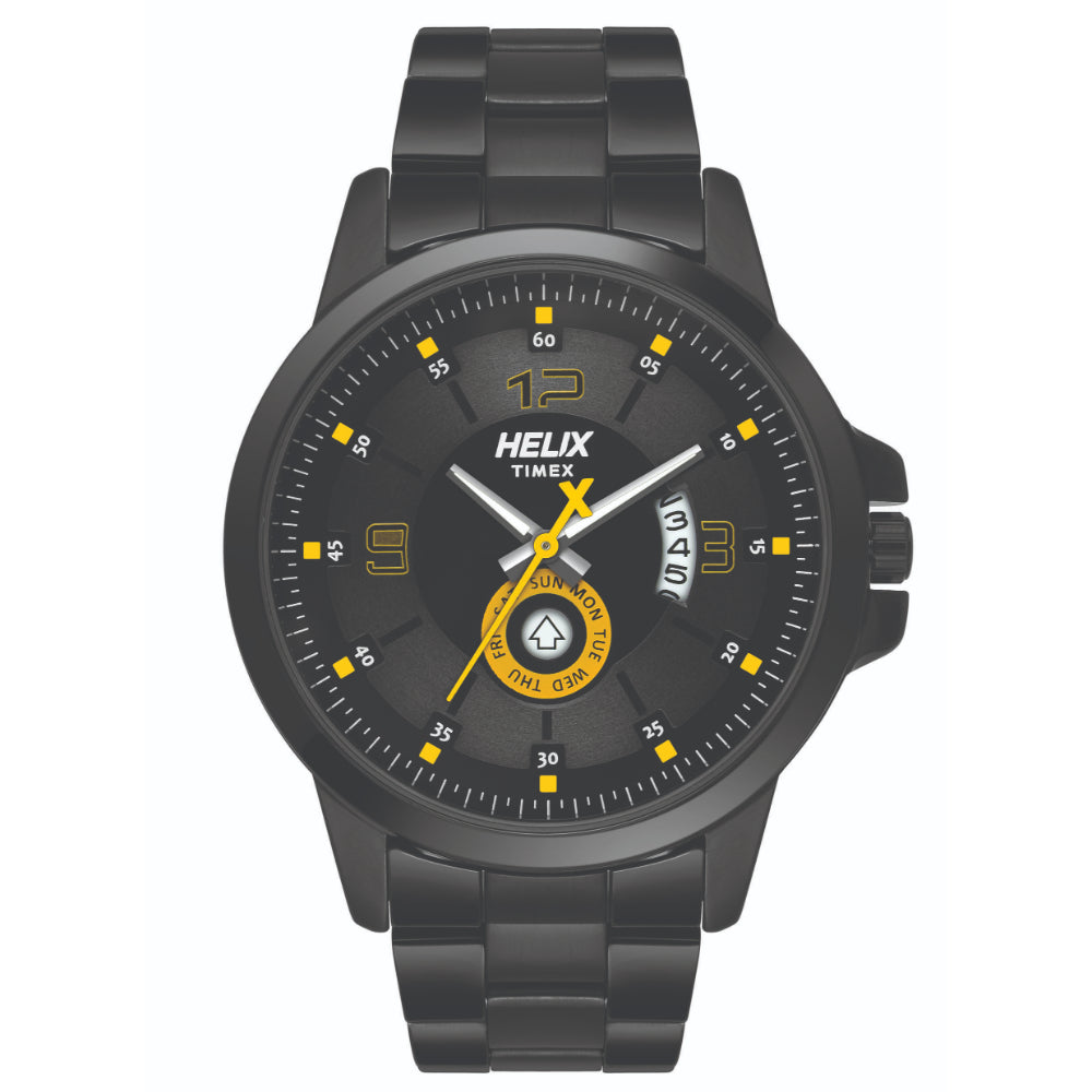 Helix By Timex Black Round Analog Stainless Steel Watch Men -TW023HG20