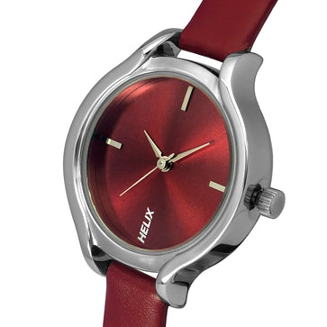 Helix By Timex Red Round Analog Leather Watch Women -TW027HL20