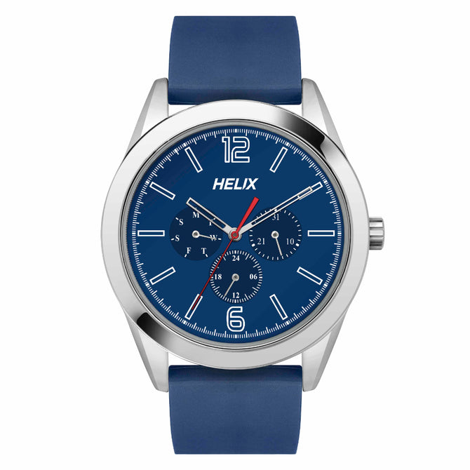 Helix By Timex Blue Round Analog Silicone Watch Men -TW031HG19