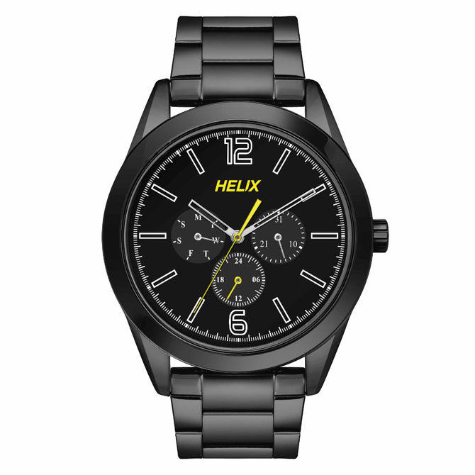 Helix By Timex Black Round Analog Stainless Steel Watch Men -TW031HG22
