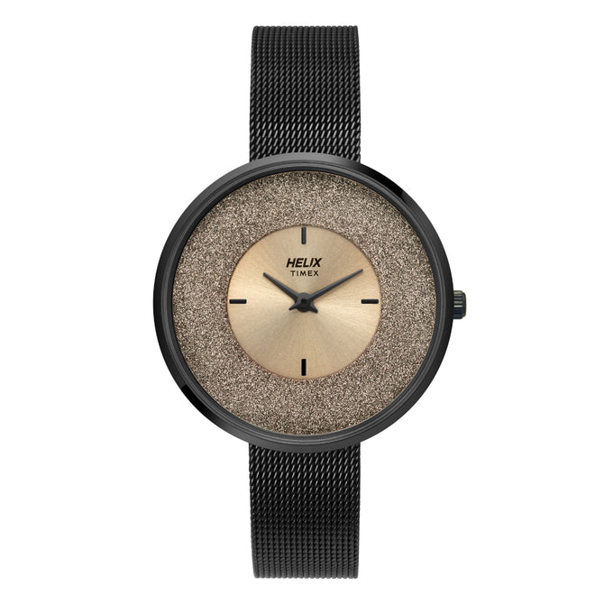 Helix By Timex Rose Gold Round Analog Stainless Steel Watch Women -TW031HL11