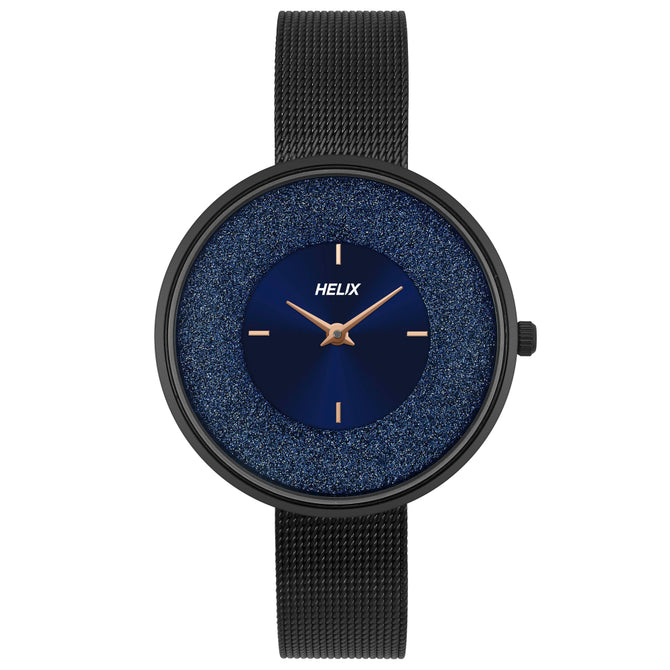 Helix By Timex Blue Round Analog Stainless Steel Watch Women -TW031HL12