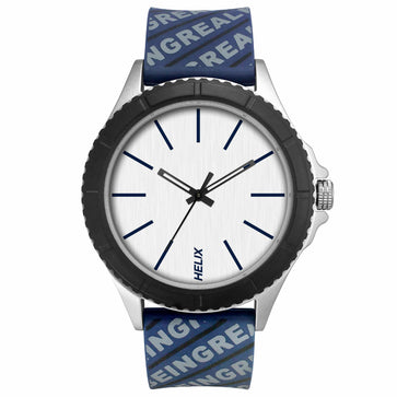 Helix By Timex Silver Round Analog Silicone Watch Men -TW033HG23