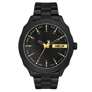 Helix By Timex Black Round Analog Stainless Steel Watch Men -TW034HG12