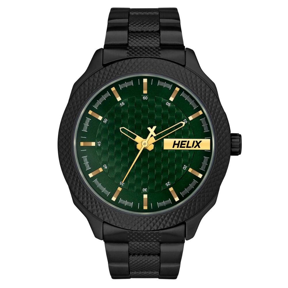 Helix By Timex Green Round Analog Stainless Steel Watch Men -TW034HG13