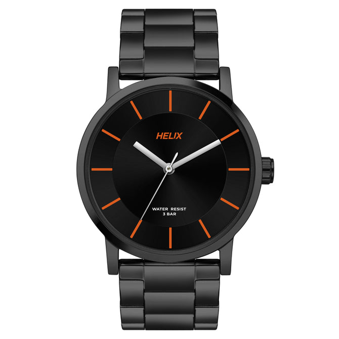 Helix By Timex Black Round Analog Stainless Steel Watch Men -TW035HG10