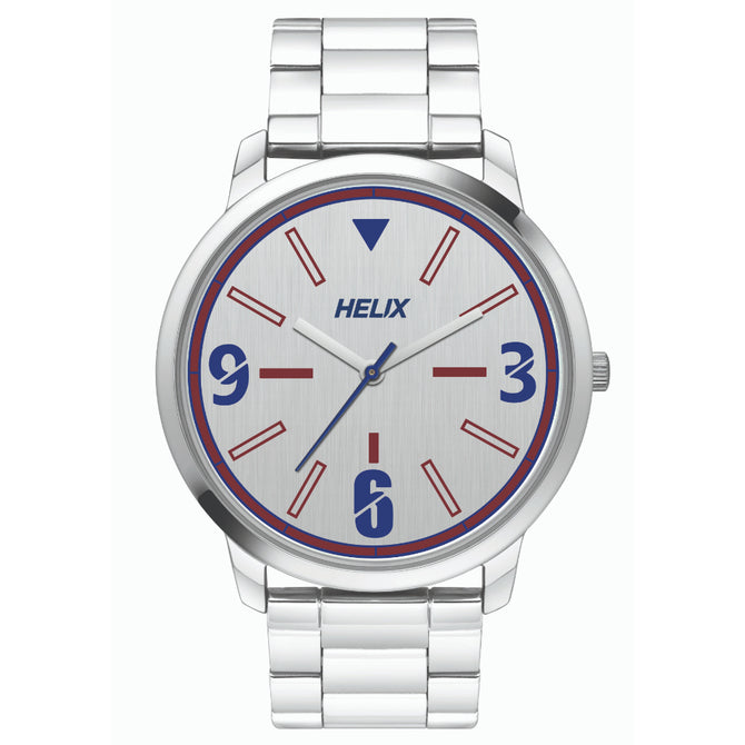 Helix By Timex Silver Round Analog Stainless Steel Watch Men -TW039HG03