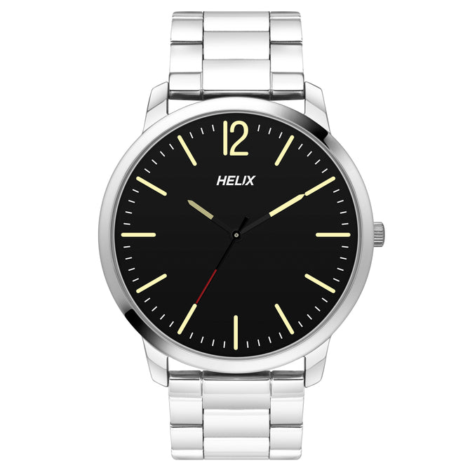 Helix By Timex Black Round Analog Stainless Steel Watch Men -TW039HG11