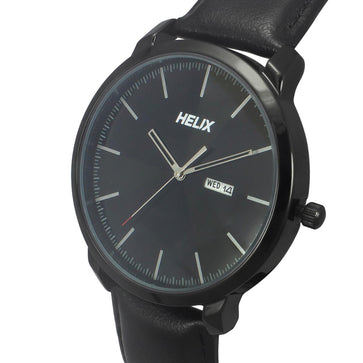 Helix By Timex Black Round Analog Leather Watch Men -TW039HG15