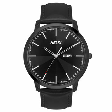 Helix By Timex Black Round Analog Leather Watch Men -TW039HG15