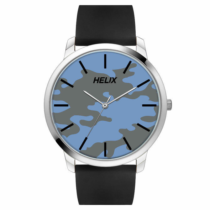 Helix By Timex Blue Round Analog Silicone Watch Men -TW039HG17