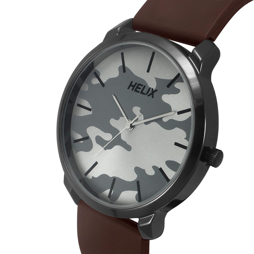 Helix By Timex Grey Round Analog Silicone Watch Men -TW039HG18