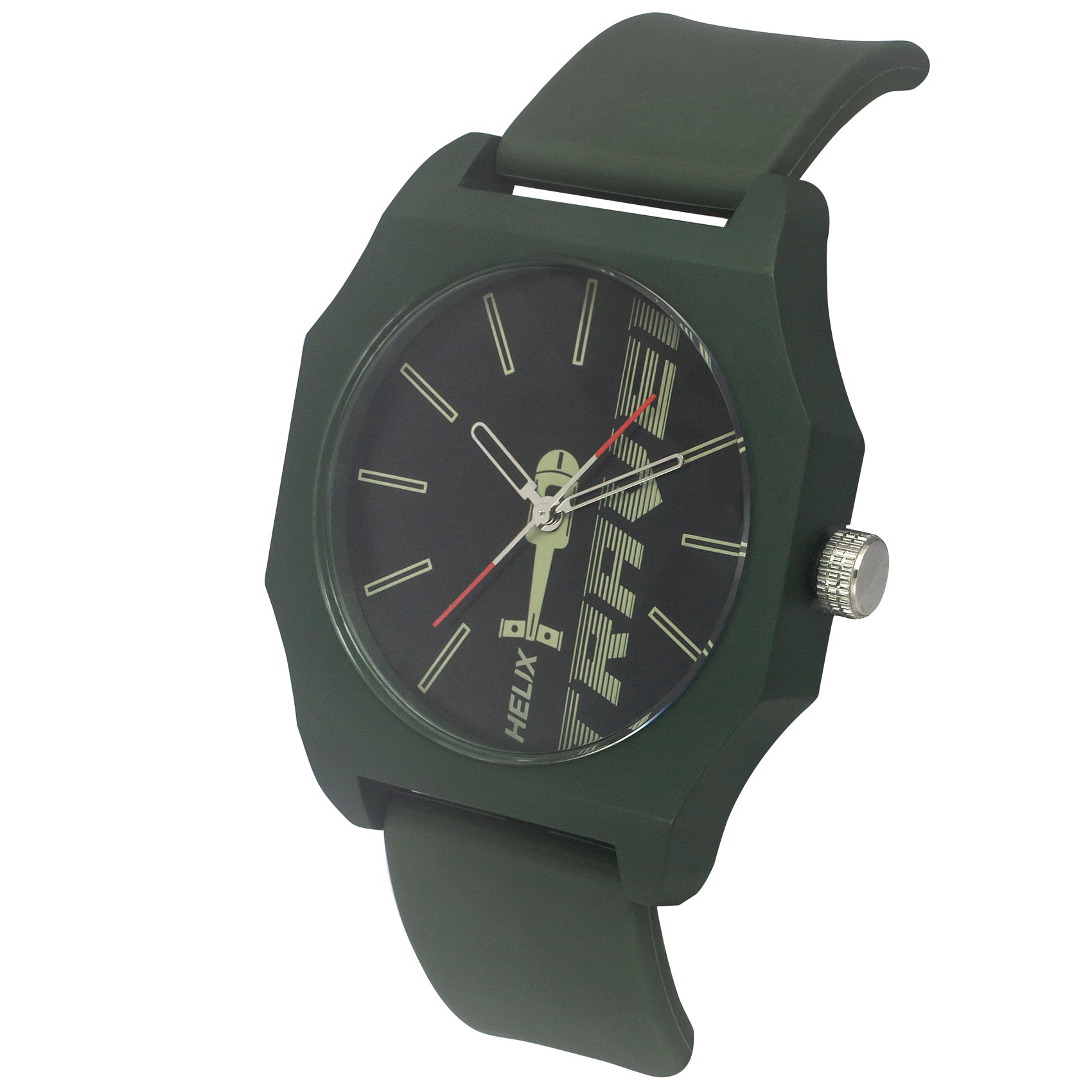 Helix By Timex Black Octagon Analog Silicone Watch Men -TW041HG15