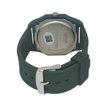 Helix By Timex Black Octagon Analog Silicone Watch Men -TW041HG15