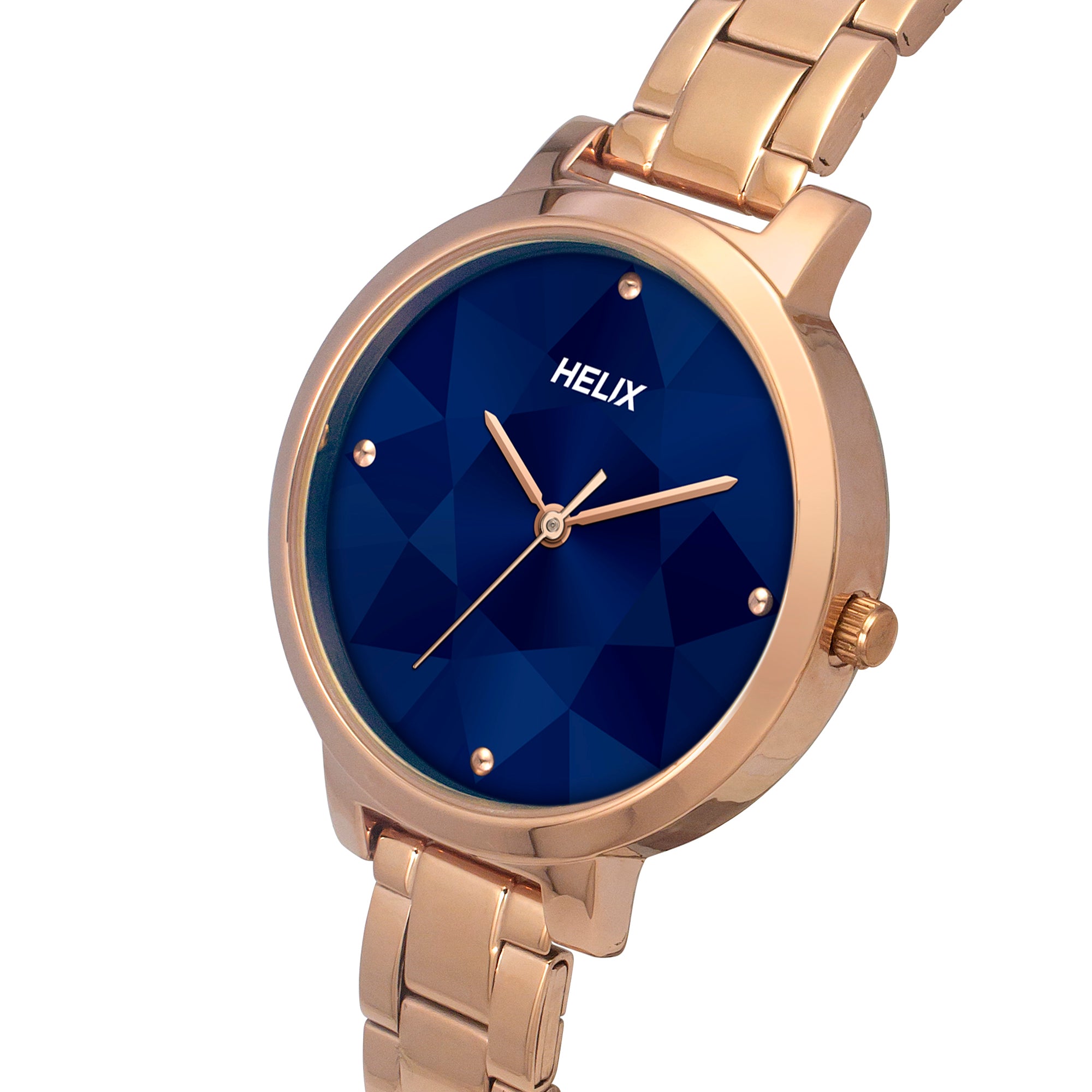 Helix By Timex Blue Round Analog Stainless Steel Watch Women -TW041HL25