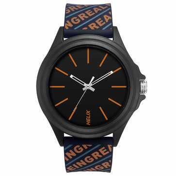 Helix By Timex Black Round Analog Silicone Watch Men -TW042HG07