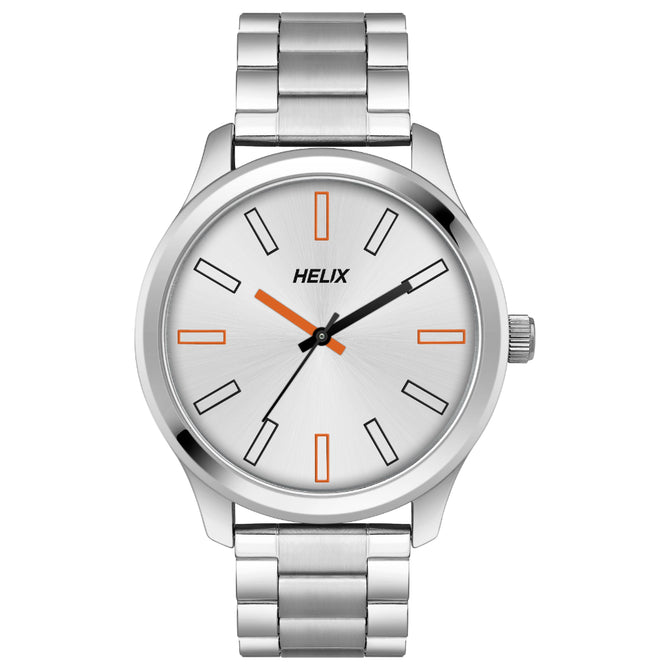 Helix By Timex Silver Round Analog Stainless Steel Watch Men -TW043HG05