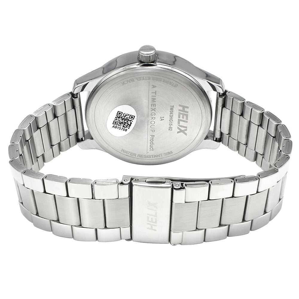 Helix By Timex Silver Round Analog Stainless Steel Watch Men -TW043HG15