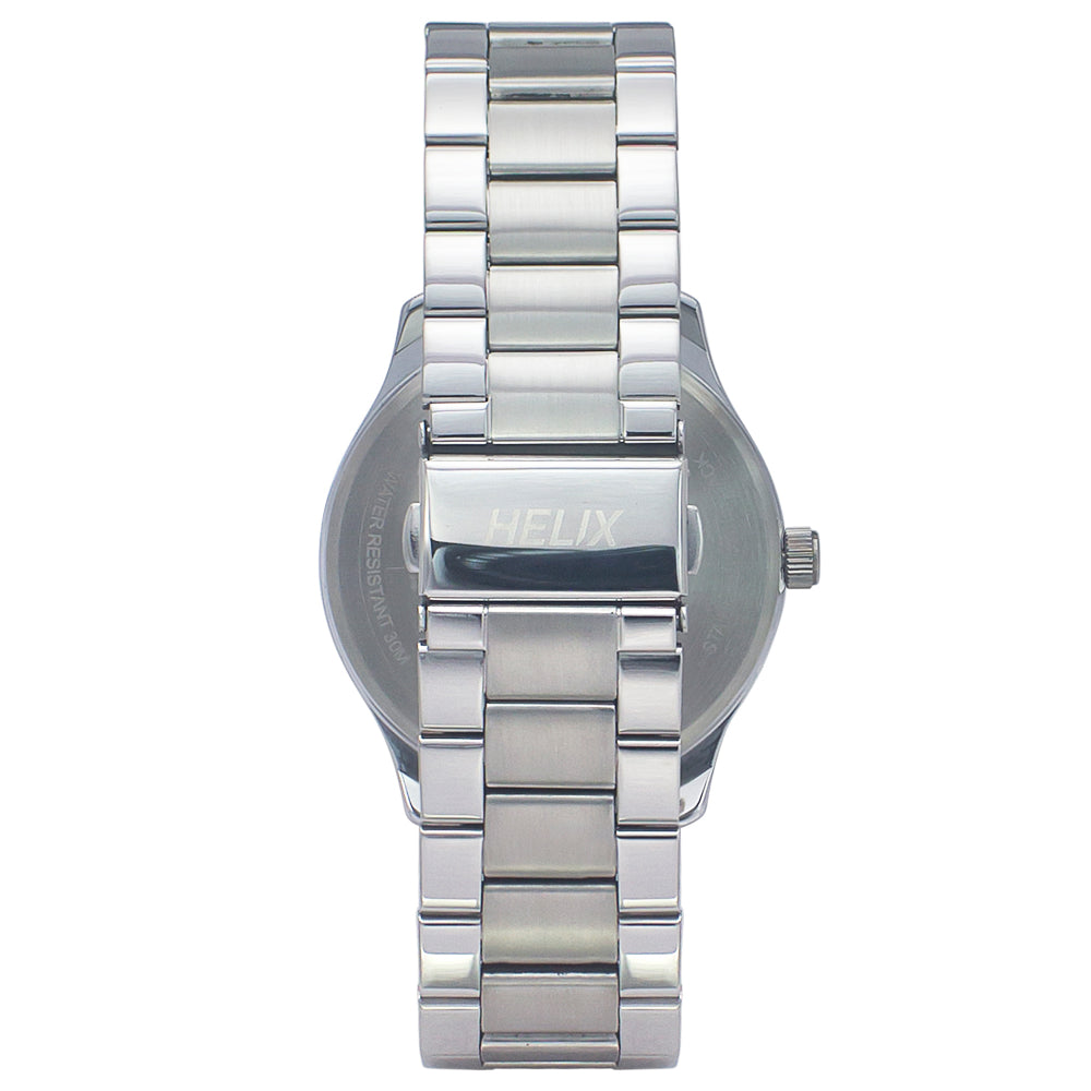 Helix By Timex Silver Round Analog Stainless Steel Watch Men -TW043HG15