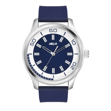 Helix By Timex Blue Round Analog Silicone Watch Men -TW043HG22