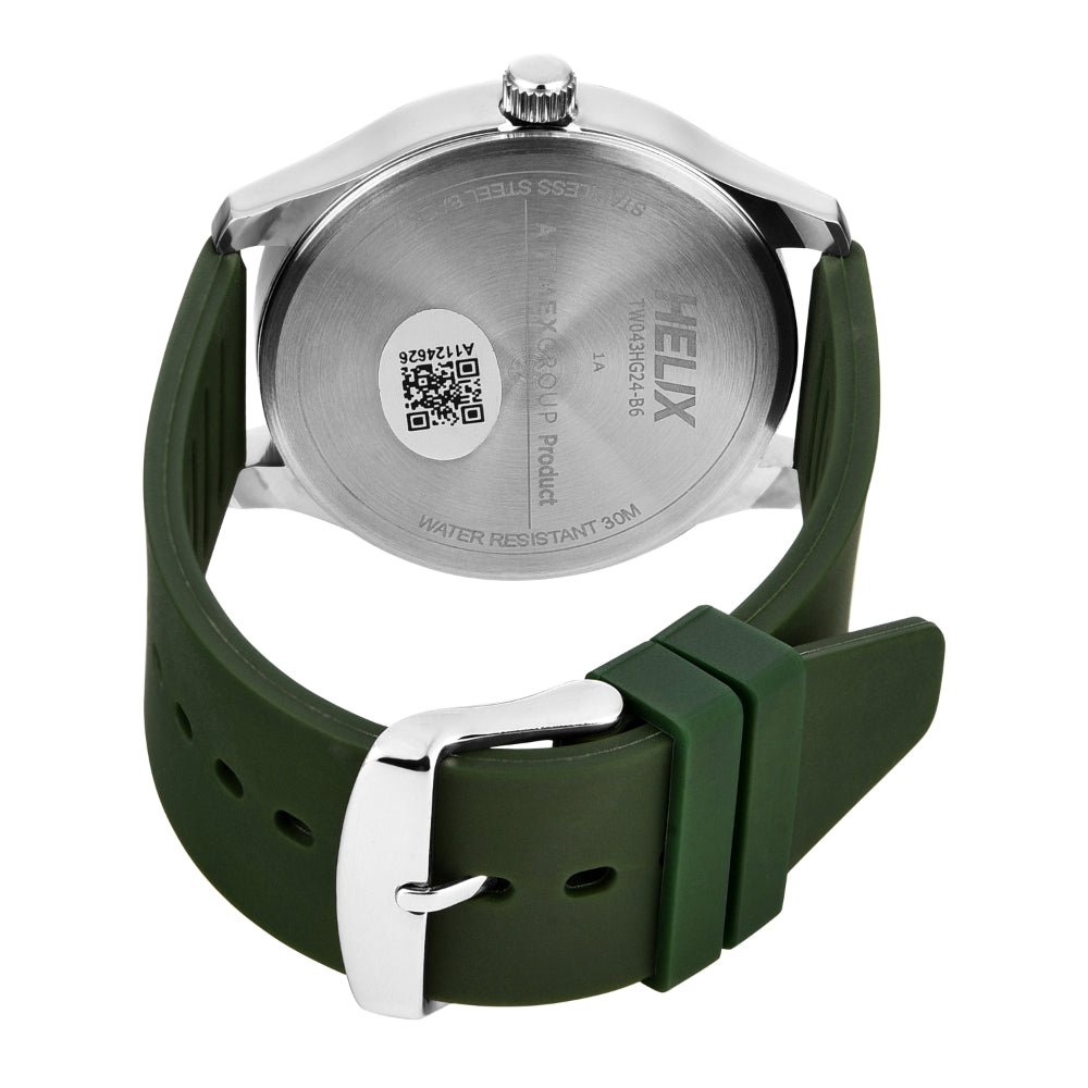 Helix By Timex Green Round Analog Silicone Watch Men -TW043HG24