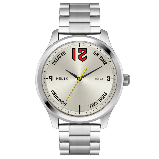 Helix By Timex Round 46mm Silver Dial Analog Men Watch - TW043HG29