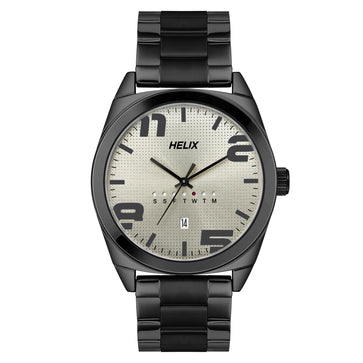 Helix By Timex Grey Round Analog Stainless Steel Watch Men -TW044HG04