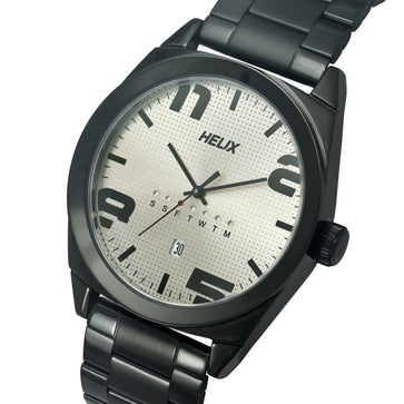 Helix By Timex Grey Round Analog Stainless Steel Watch Men -TW044HG04