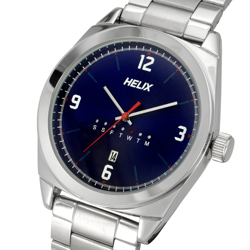 Helix By Timex Blue Round Analog Stainless Steel Watch Men -TW044HG05