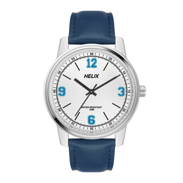 Helix By Timex White Round Analog Leather Watch Men -TW046HG01