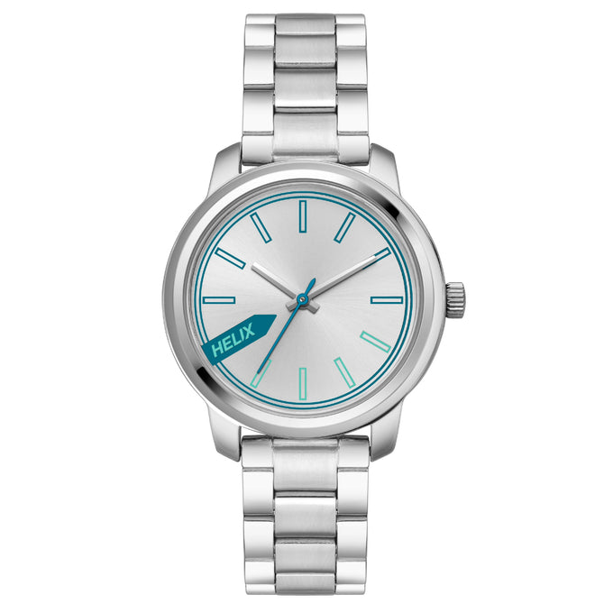 Helix By Timex Silver Round Analog Brass Watch Women -TW048HL01