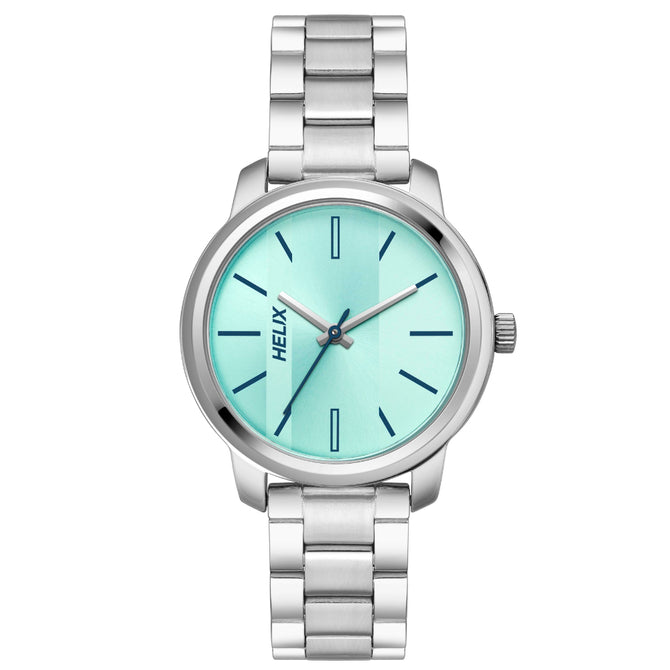 Helix By Timex Blue Round Analog Brass Watch Women -TW048HL06
