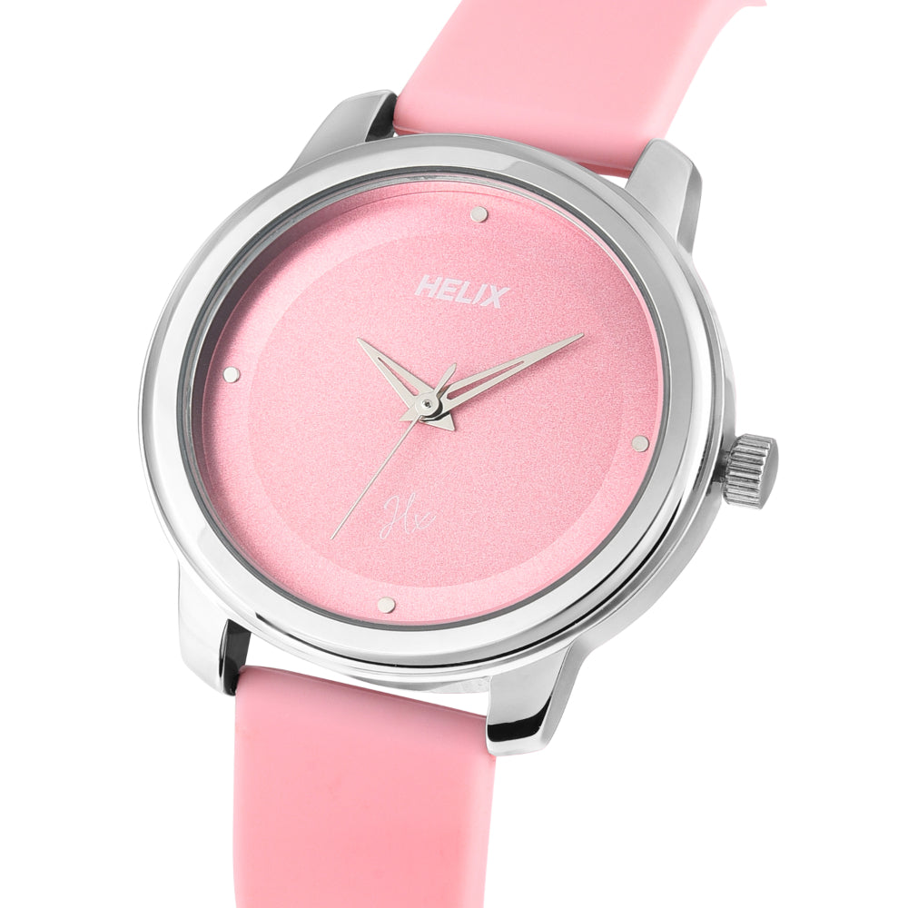 Helix By Timex Pink Round Analog Silicone Watch Women -TW048HL14