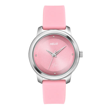 Helix By Timex Pink Round Analog Silicone Watch Women -TW048HL14