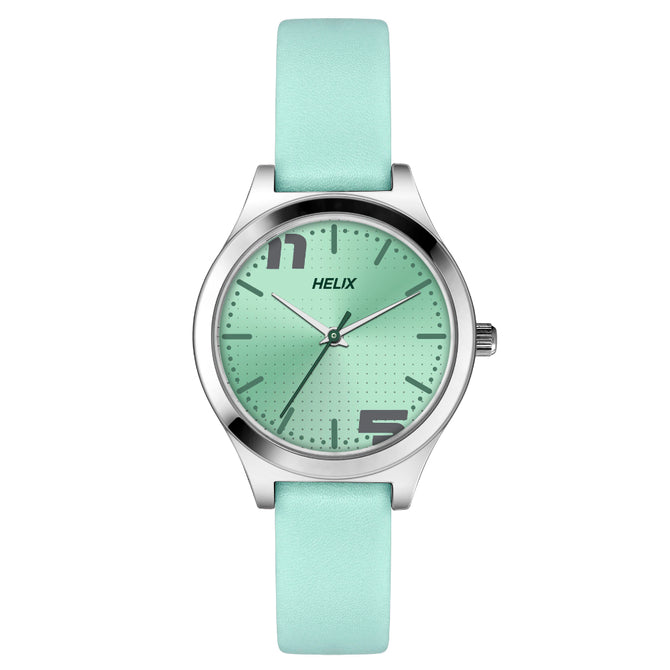 Helix By Timex Mint Round Analog Leather Watch Women -TW049HL01