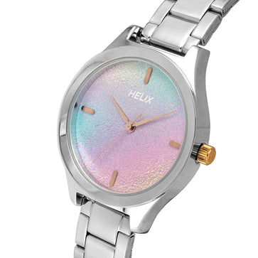 Helix By Timex Multi Color Round Analog Stainless Steel Watch Women -TW049HL10