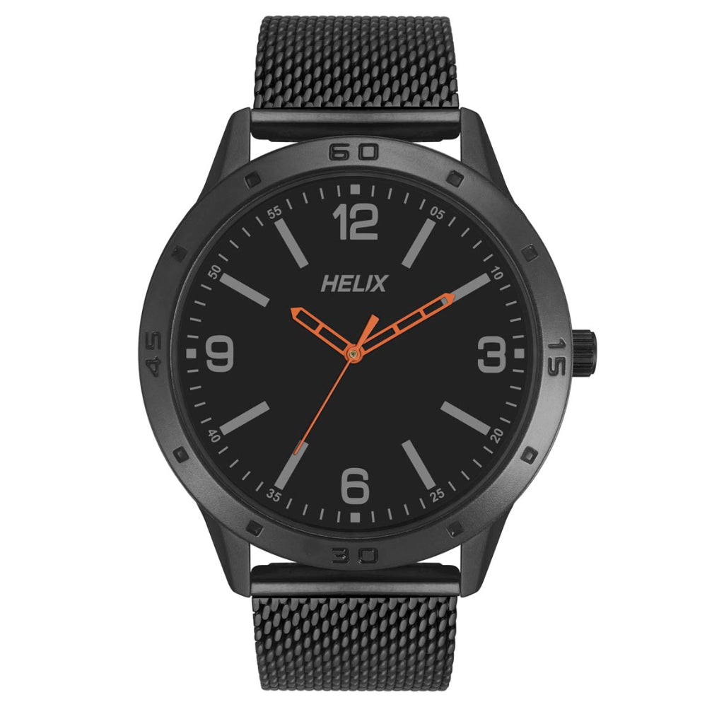 Helix By Timex Black Round Analog Stainless Steel Watch Men -TW051HG00