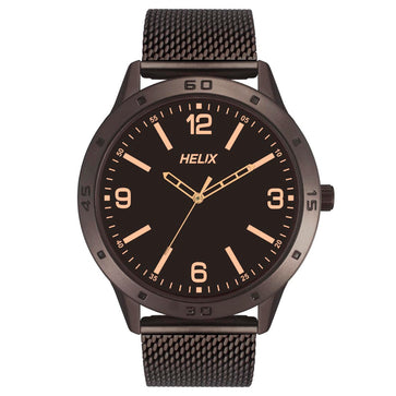 Helix By Timex Brown Round Analog Stainless Steel Watch Men -TW051HG02