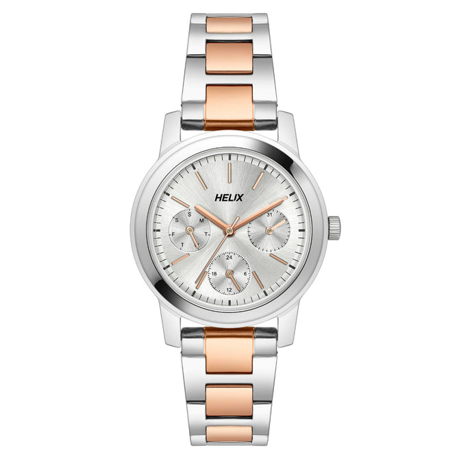 Helix By Timex Silver Round Analog Stainless Steel Watch Women -TW052HL02