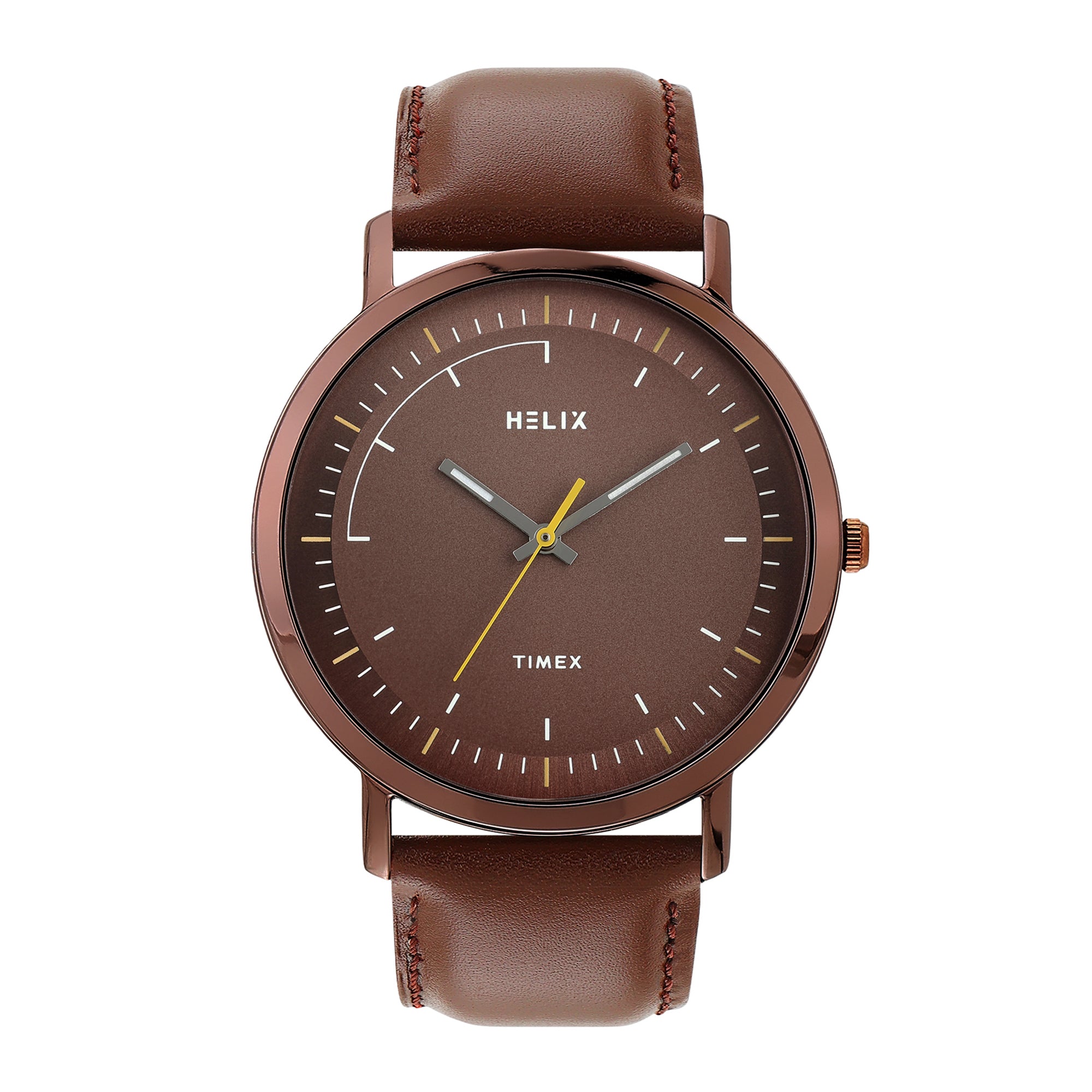 Helix By Timex Round 42mm Brown Dial Analog Men Watch - TW053HG14T
