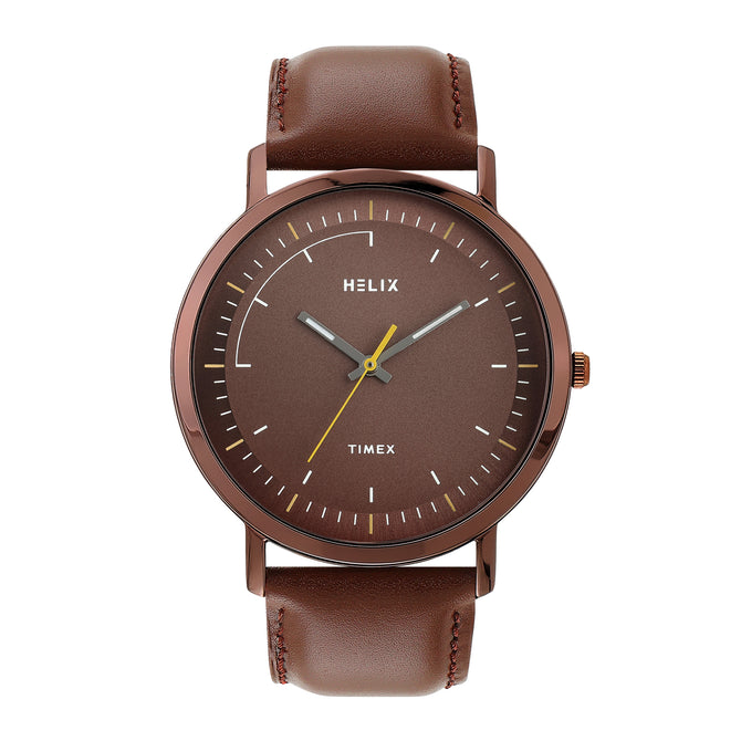 Helix By Timex Round 42mm Brown Dial Analog Men Watch - TW053HG14T